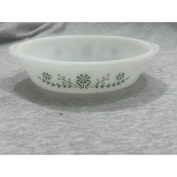 Pyrex Horizon Oval Glass Casserole Baking Dish Handles Green Daisy Design - Picture 1 of 9